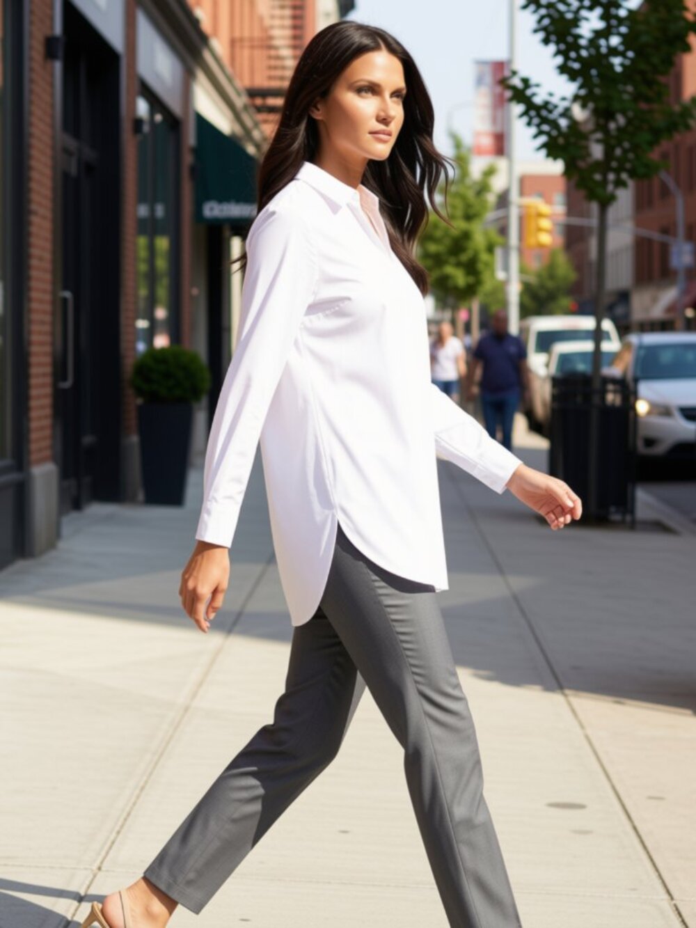 Worthington Long Sleeve Tunic Top Sizes XS, S, M New White Msrp $44